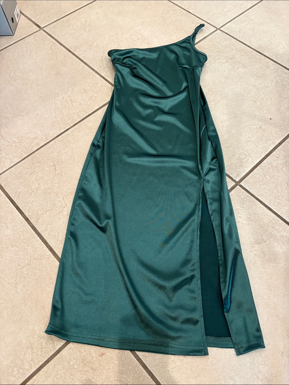 Emerald Green One-Shoulder Slip Dress